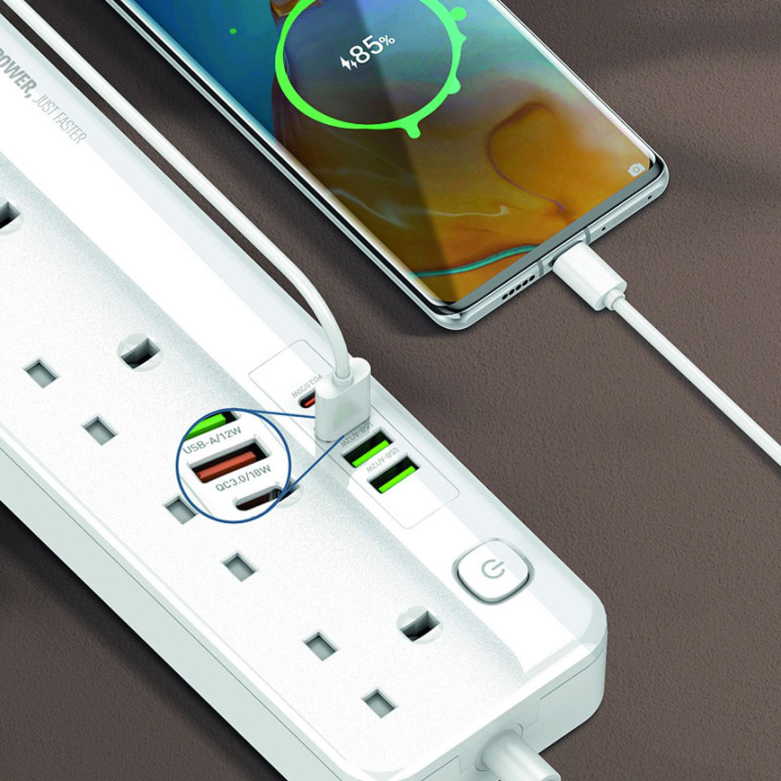 Extension Socket 10A Electric Outlets with USB PD QC3.0 Charging Ports - Image 3