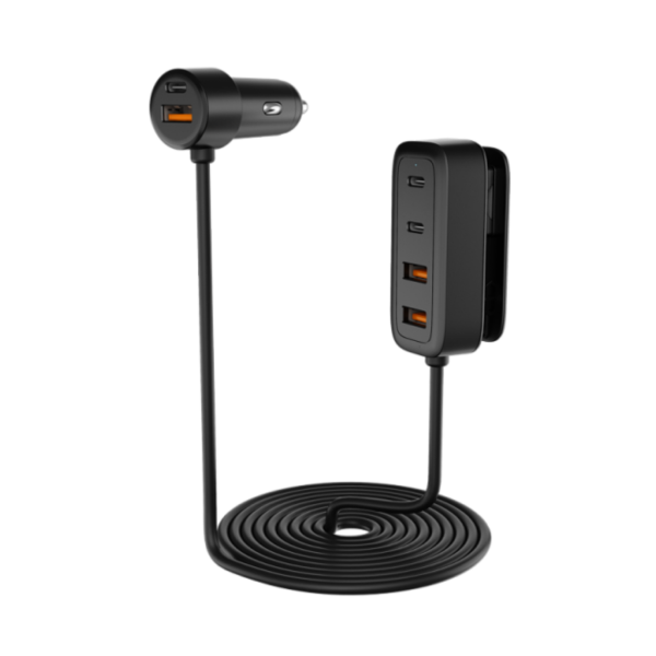 108W In-Car Charger With Multi-Port Extended Charging Hub