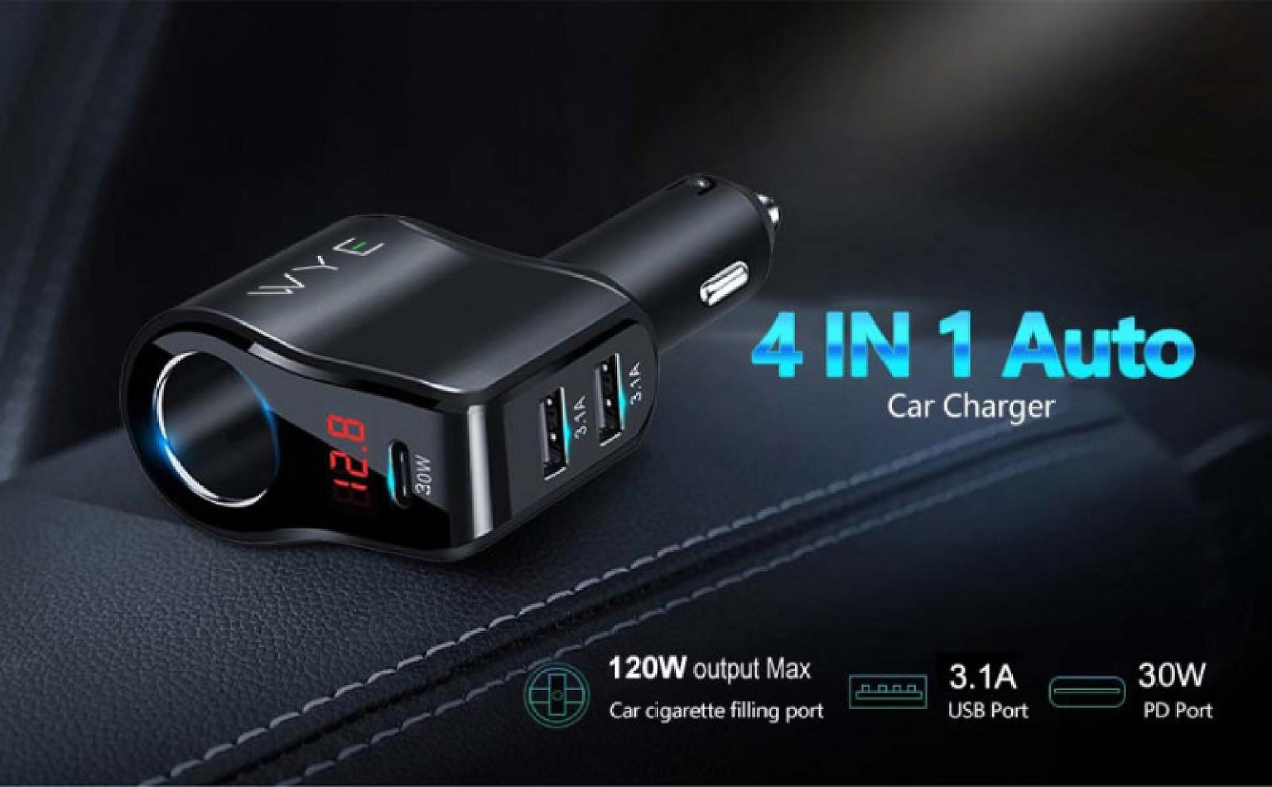 200W (Max) Multi USB and Socket Expansion In-Car Charger - Image 3