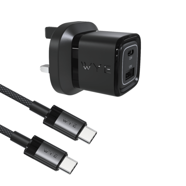 32W Dual Port USB-C & USB-A Charging Kit with USB-C to USB-C Cable (Gan III)